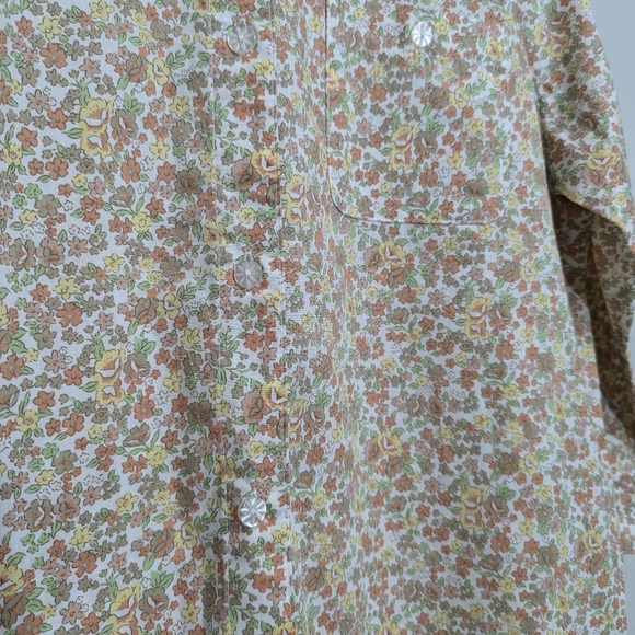 Alfred Dunner pink yellow floral 3/4 sleeve size 12 button up blouse - Picture 3 of 5